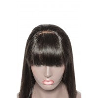 Straight Short Lace Front Human Hair Bob Wigs With Bangs