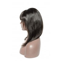 Straight Short Lace Front Human Hair Bob Wigs With Bangs
