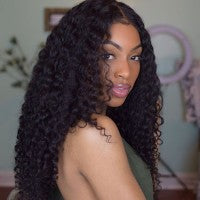 Deep Curly Virgin Brazilian lace Front Wig