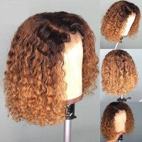 Ombre Pre-plucked Water Wave Bob Lace Front Wig