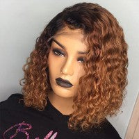 Ombre Pre-plucked Water Wave Bob Lace Front Wig